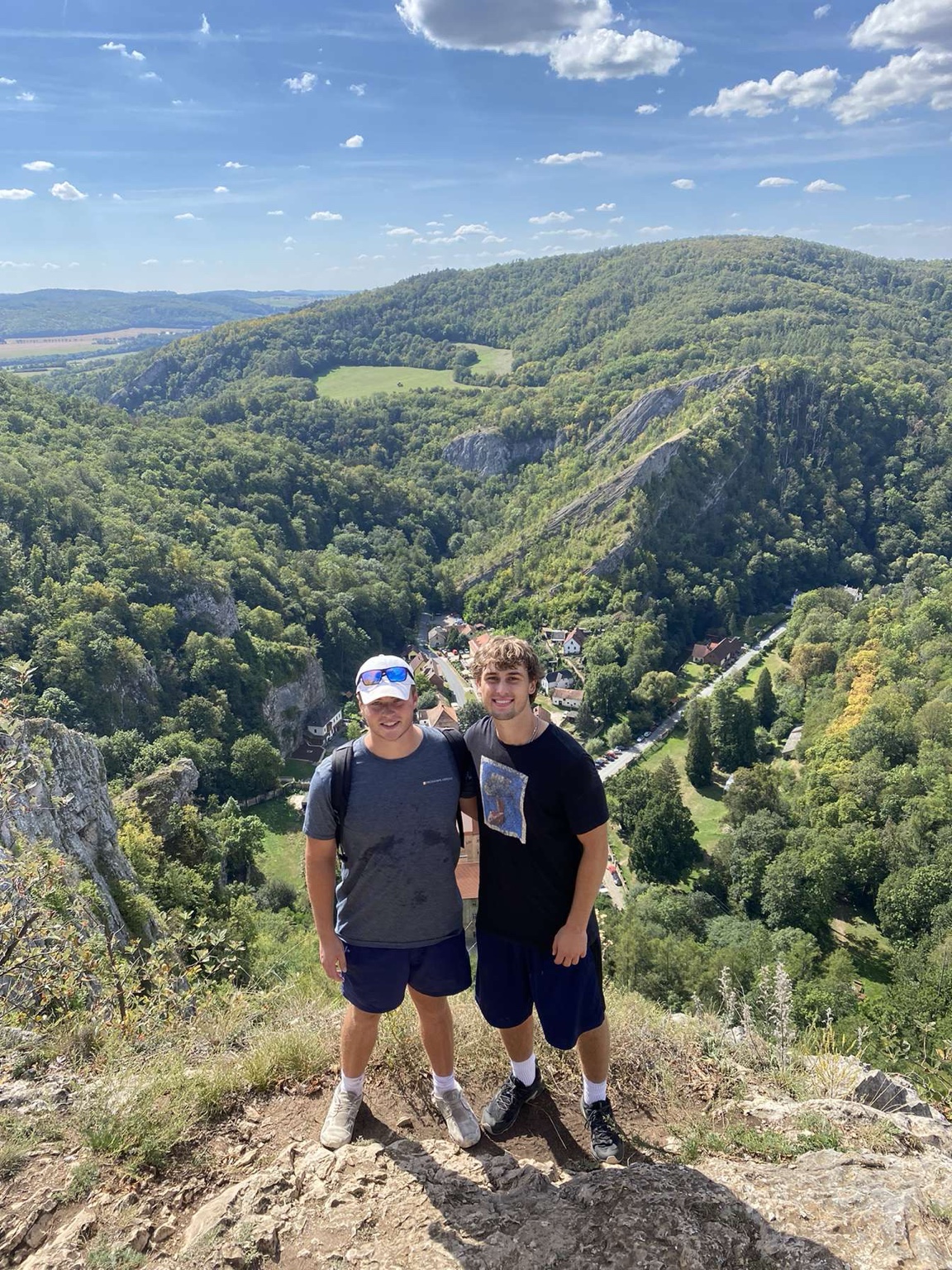 Hiking in a lush valley